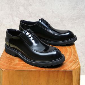Business Formal Formal <b>Small</b> Square-Toe Top-Grain Cowhide Lace-Up Versatile Oxford Men's Leather Shoes - Product Image 1