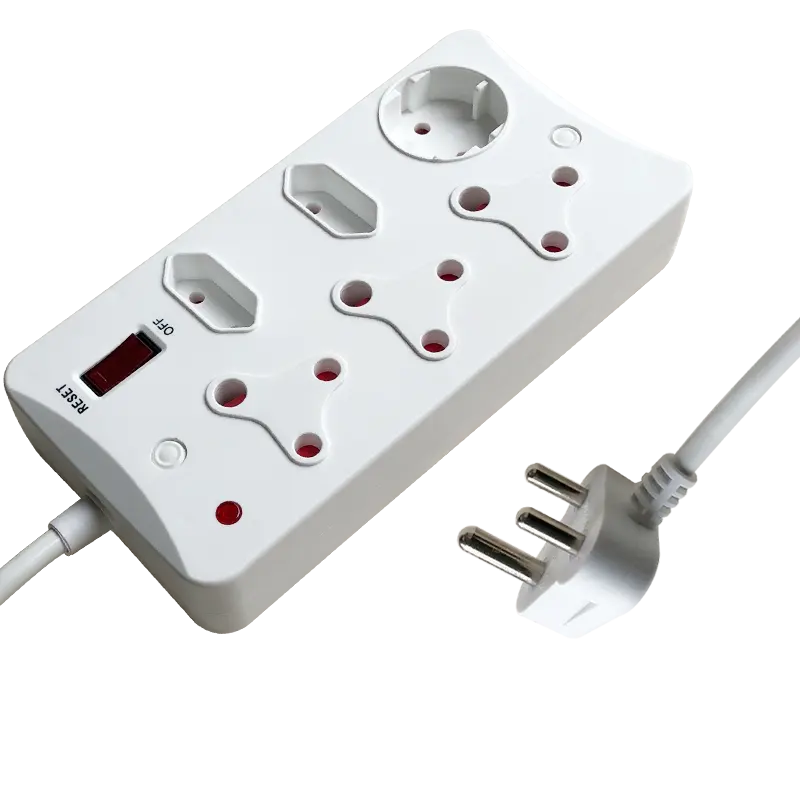 Fabriek Ontwerp Wit 16 Amp,16a 0.5M Zuid Afrikaanse Type 6 Outlets Meerdere Stekkers Extension Socket Power Strip