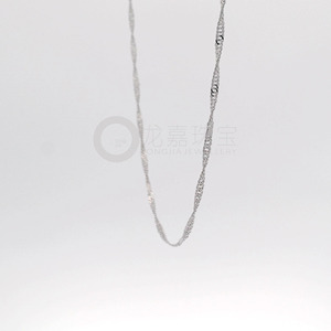 Cadena de cuello minimalista ultrafina Fluid Wave Slice White Pt950 con segmentos ondulados, unisex, suave, apilable, de platino. - Product Image 4