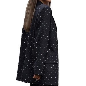 Chaqueta de Traje de Manga Larga con Doble Abotonadura y Cinturón, Diseño Elegante con Puntos, de Alta Gama, Fabricación OEM Personalizada - Product Image 2