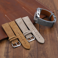 Bracelet de montre en cuir véritable suédé fait main en gros 18mm 20mm 22mm 24mm