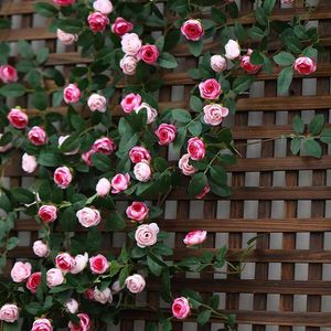 Guirnaldas de flores rosas GM de 6 pies, rosas salvajes de seda Artificial, hojas de vid, flores colgantes para mesa de graduación de Navidad - Product Image 2