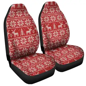 Noel geyik örme desen baskı evrensel Fit araba koltuğu kapakları ön koltuk toptan fiyat için dayanıklı araç koltuğu koruyucu
