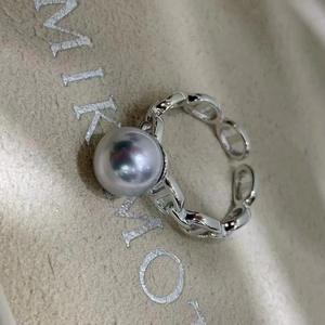 Bague en perle d'<span class=keywords><strong>Akoya</strong></span> de conception de joaillerie de mode, or 18 carats, inspirée de l'eau de mer japonaise, perle d'<span class=keywords><strong>Akoya</strong></span> blanche, bague ouverte pour mariage, cadeau de fête - Product Image 1