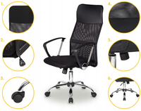 Chaise de direction moderne à dossier haut Design pivotant confortable avec hauteur réglable Chaise de bureau en maille avec mains courantes en vente