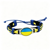 Bracelet tissé personnalisé avec le drapeau de l'Ukraine, bracelet tressé réglable pour encourager lors des événements sportifs, cadeau pour les fêtes
