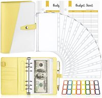 12PCS Enveloppes à reliure spirale en cuir PU A6 personnalisées Feuilles budgétaires Catégorie Autocollants A5 Bureau d'affaires 6 anneaux couverture rigide 6 anneaux