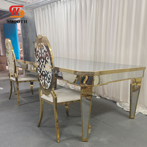 SMOOTH Luxury Wedding Banquet Stainless Steel Long <b>Table</b> Shiny Gold <b>Mirror</b> Wedding Event <b>Table</b> - Product Image 6