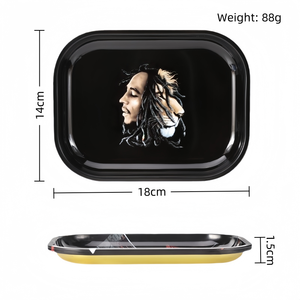 Khay cuốn thuốc lá kim loại tùy chỉnh bán buôn, khay đựng thảo mộc 18*14cm, thiếc trơn màu đen, khay thuốc lá trống - Product Image 3