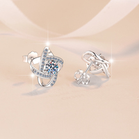 Parure de bijoux de luxe léger en argent sterling S925 avec moissanite 0,5 carat VVs1, boucles d'oreilles clous et collier pendentif, ensemble de bijoux de fiançailles, cadeaux pour femmes