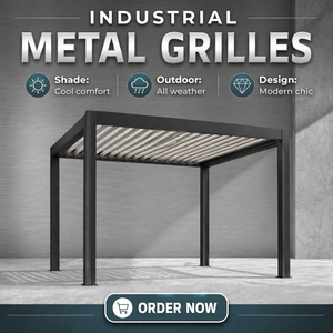 Pergola bioclimatique moderne en alliage d'aluminium pour extérieur, imperméable, avec rideau roulant automatique, pour patio, cour arrière, gazebo - Product Image 2