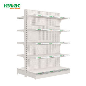 Petit présentoir en métal blanc robuste et durable à quatre niveaux double face pour supermarché et magasin de proximité - Product Image 1