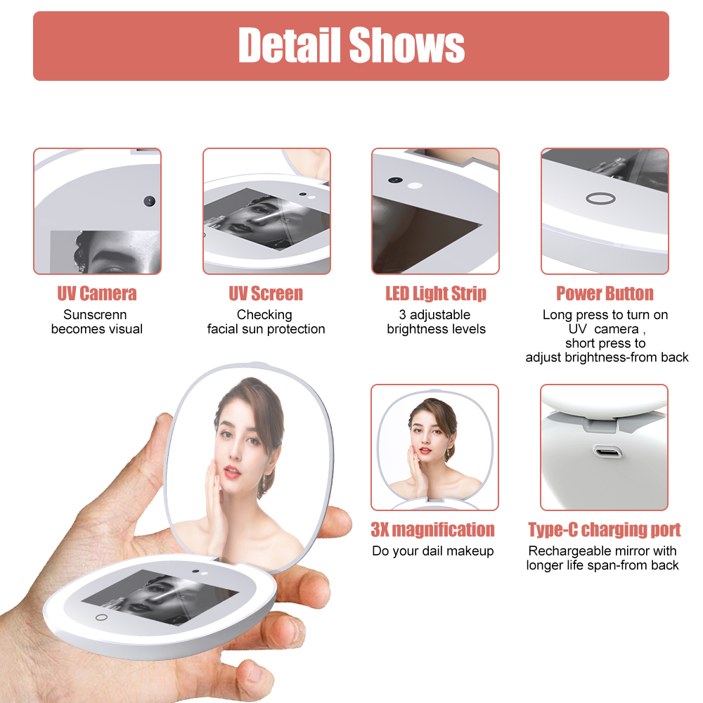 UV Sunscreen Mirror - Test SPF with Portable Compact