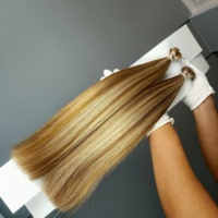 Cheveux humains Remy 100% russes de l'usine Dragonbeauty, 10-30 pouces, vierges, à pointe I, double épaisseur, pointes épaisses, blonds