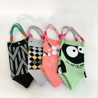 Sac fourre-tout à bandoulière en polyester tricoté vintage, avec fermeture magnétique et motif floral, modèle 2026, version améliorée en usine