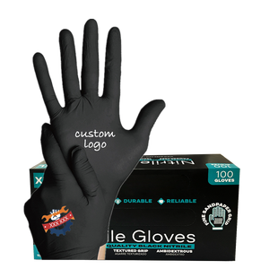 Özel dövme salonu tozsuz logo baskılı koruyucu eldiven baskılı logo logo ile 9 inç özel tek kullanımlık nitril eldiven - Product Image 1