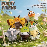 Jouets en peluche insectes : Moustique, Papillon, Cigale - Porte-clés, Breloque de sac, Poupée en peluche en polyester