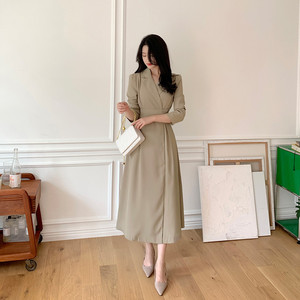 Abito <span class=keywords><strong>Blazer</strong></span> da Donna Autunnale, Scollo a V, Maniche Lunghe, Lunghezza al Ginocchio, Linea ad A, Tinta Unita, Vita Naturale, Abito Casual Eco-Friendly - Product Image 6