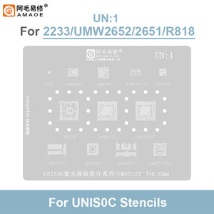 Stencil per Reballing BGA AMAOE UN1 UN2 UN3 per Telefoni Cellulari UMS512T UWP51065 UMS9230H UNISOC, Modello in Acciaio per Applicazione Stagno - Product Image 3