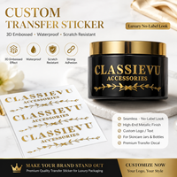 Étiquettes cosmétiques 3D personnalisées en relief, autocollants de transfert imperméables en feuille d'or pour pots, bouteilles, tubes, emballages de soins de la peau, logo OEM ODM
