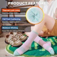 Chaussettes de ski et de randonnée en laine épaisse OEM pour l'hiver, haute qualité, anti-humidité, avec revers extensible, boucle en tissu éponge, coussinets intégraux, chaussettes thermiques de ski