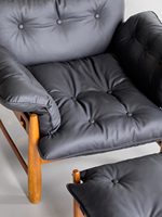 Fauteuil Mole en bois massif, reproduction rétro du milieu du siècle, construction à tenons et mortaises, coussins rembourrés, mobilier de salon