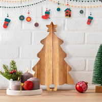 Plateau à sushi en bois d'acacia transfrontalier, créatif, pour restaurant, planche à découper en bois avec gravure alimentaire, idéal pour décorer le sapin de Noël