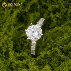 Goldleafgem Custom Brilliant Cut Moissanite 18K Gold Plated Prong Setting Classic 925 <b>Silver</b> Women's Wedding Engagement <b>Ring</b> - Product Image 4
