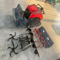 Tondeuse à gazon industrielle sans fil 48V télécommandée sur chenilles, à moteur diesel, avec poignée télescopique et accessoires interchangeables