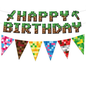 Nuevo Set de Artículos para Fiesta Temática de <span class=keywords><strong>Minecraft</strong></span> al por Mayor: Banderines, Banderas Triangulares Colgantes, Decoraciones para Pasteles, Globos - Product Image 6