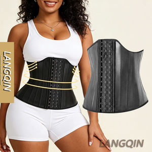 Langqin Women's Plus Size 25 Steel Bone Anti-Bacterial Quick Dry Waist Trainer <b>Corset</b> <b>Latex</b> Firm Breathable Eco-Friendly - Product Image 1
