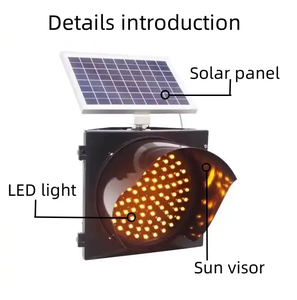 Luz de Tráfico Solar LED Impermeable de Alto Flujo, Luz de Advertencia de Tráfico Intermitente Amarilla Solar LED - Product Image 5