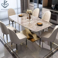 Ensemble de table à manger en marbre et acier inoxydable doré de qualité supérieure, design moderne, meubles de luxe pour la maison