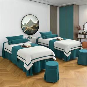 Modern 3-Piece Set of Bedding Soft Microfiber Cotton Massage Table <b>Sheets</b> Includes <b>Fitted</b> Cover and Twin Size Plant <b>Pattern</b> - Product Image 2