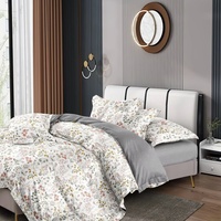 Ensemble de couette et de couvre-lit Queen Size 4 pièces, ensembles de draps imprimés avec taie d'oreiller, housse de couette légère pour toutes les saisons