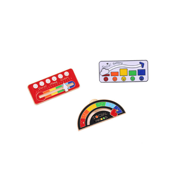 Cartoon Zinc Alloy Enamel Social Mood Battery Brooch Lapel Pin for Souvenir DIY Craft