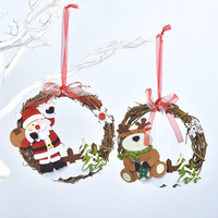 Nouvelle couronne de Noël en rotin à suspendre, guirlande pour porte et fenêtre, ornement de placard, cadeau de Noël