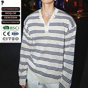 T-shirt à manches longues pour hommes, nouveau Design, col Henley rayé, ample, respirant, fin, décontracté, Streetwear, pour jeunes hommes - Product Image 1