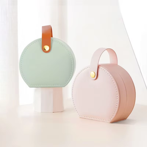 Outdoor Travel Portable PU Leather Jewelry <b>Box</b> Multifunction Small Gift Storage Organizer Metal Button Valentine's Day - Product Image 5