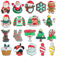 Accessoires de chaussures en caoutchouc fluorescent de Noël, 19 styles, pour DIY, boucles Croc à motif dessin animé pour une ambiance festive, ornements floraux CN Wsd
