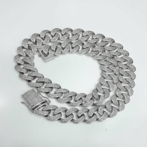Fully <b>Iced</b> <b>Out</b> Sparkling Diamond Hip Hop Style Miami Cuban Link <b>Chain</b> in 925 Sterling Silver - Product Image 2