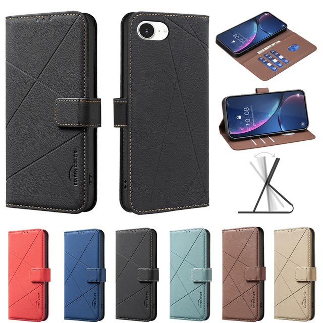 Wallet Magnetic Flip Leather Case for iPhone 17Air 16E 16 Pro Max 15 13 12 14 Plus XS Max XR 7 8 Card Slot Shockproof Cover