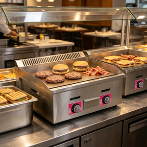 Plaque de cuisson à gaz professionnelle à double brûleur, sans fumée, pour la préparation d'œufs frits et de poitrines de poulet - Product Image 2