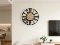 Horloge murale à cadre métallique Art déco minimaliste à une seule face, fonctionnant sur piles, pour la décoration de la maison