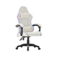 Chaise de bureau exécutive pivotante en cuir PU blanc, style gamer et de course, avec vérin à gaz 3 positions et base chromée, prix usine