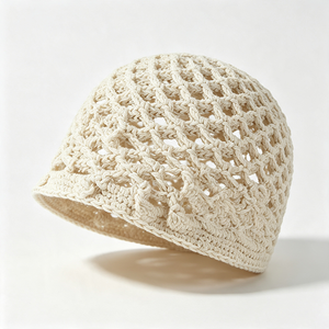 Unisex Hollow Crochet Mesh Beanie Summer Breathable Cotton Yarn Skull <b>Cap</b> Custom ACE <b>Mountain</b> Woven Label Character - Product Image 2