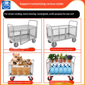 Chariot pliant JIGONG avec barrière de chargement, remorque logistique, chariot de transfert pour supermarché, chariot à plateau à motifs - Product Image 4