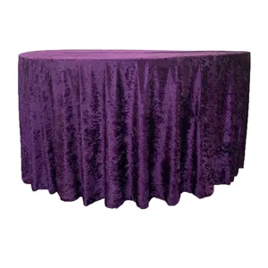 Factory Sale Soft Crushed Tablecloths 100% Polyester Fabric Purple Velvet Table Cloth