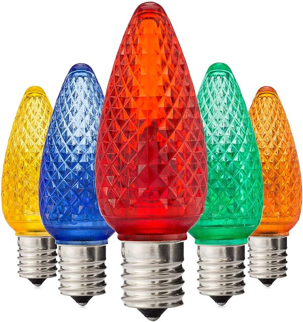 HQ C9 Christmas Led Replacement Bulb Color Change Faceted E17 Socket Decoration Christmas Led Outdoor Garden String Lights Bulb