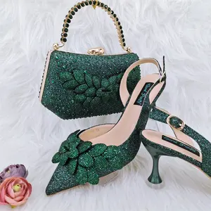 Italian Design New Arrive Green Fashion Trend Pointed Shallow Heels Wear Comfortable Exquisite Elegant Women's High-heeled Shoes